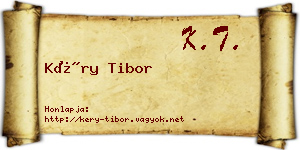 Kéry Tibor névjegykártya